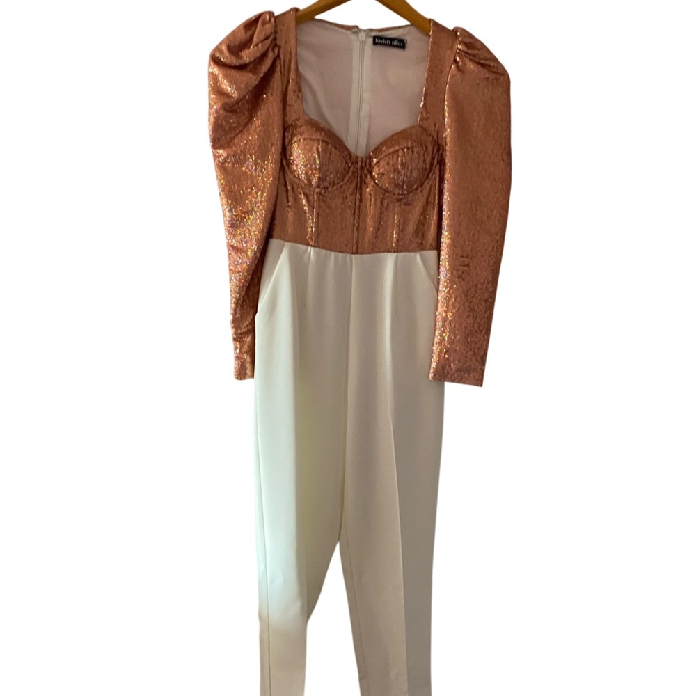 Lavish Alice rose gold and white Jumpsuit